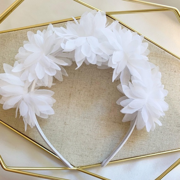 BRIDAL - MARGUERITE Floral White Statement Headband - Picture 1 of 5